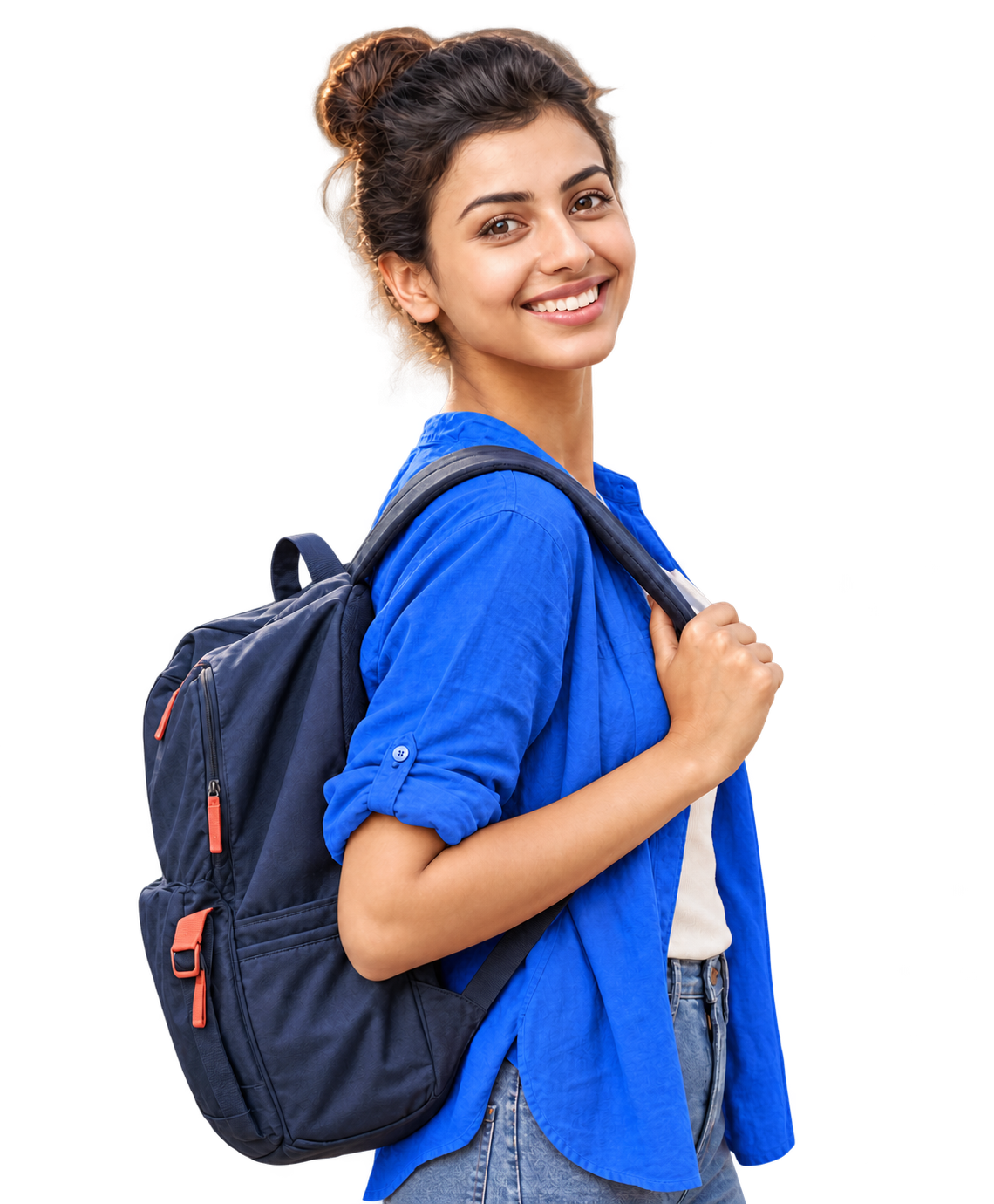 A confident SmartMove Learning student carrying a backpack